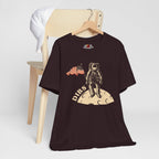 Oxblood Black t-shirt with astronaut graphic and 'DIBS' text on a white background