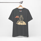 Asphalt t-shirt with astronaut graphic and 'DIBS' text on a hanger against a white background