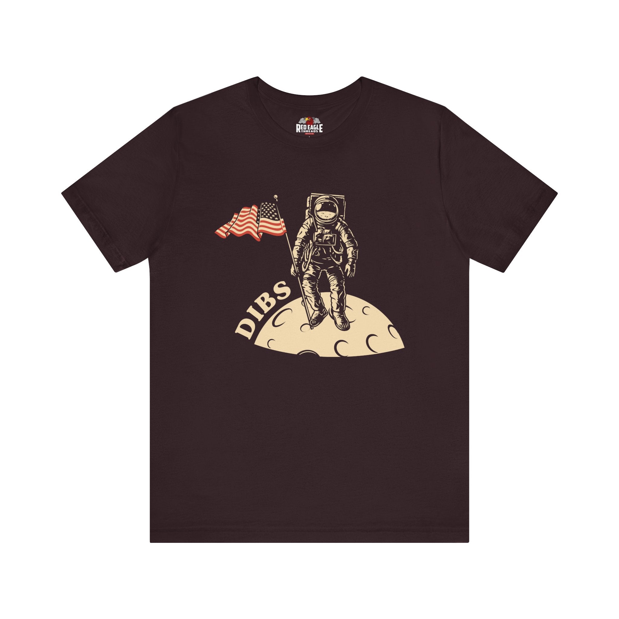 Black t-shirt with an astronaut graphic and 'DIBS' text on a white background