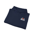 Folded navy blue shirt with Red Eagle Threads logo on a white background