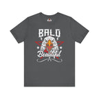 Gray t-shirt with an eagle graphic and 'Bald & Beautiful' text on a white background