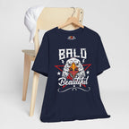 Navy blue t-shirt with an eagle graphic and 'Bald Beautiful' text on a white background.