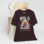 Oxblood Black t-shirt with an eagle graphic and 'Bald Beautiful' text on a white background