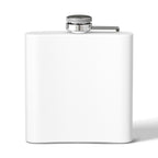 White hip flask with silver cap on a white background