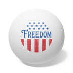 White ball with 'Freedom' text and American flag design on a white background