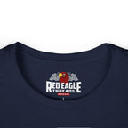 Navy blue t-shirt with 'Red Eagle Threads' logo on a white background