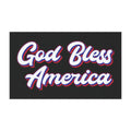 Car magnet with text 'God Bless America' in white and red on a black background