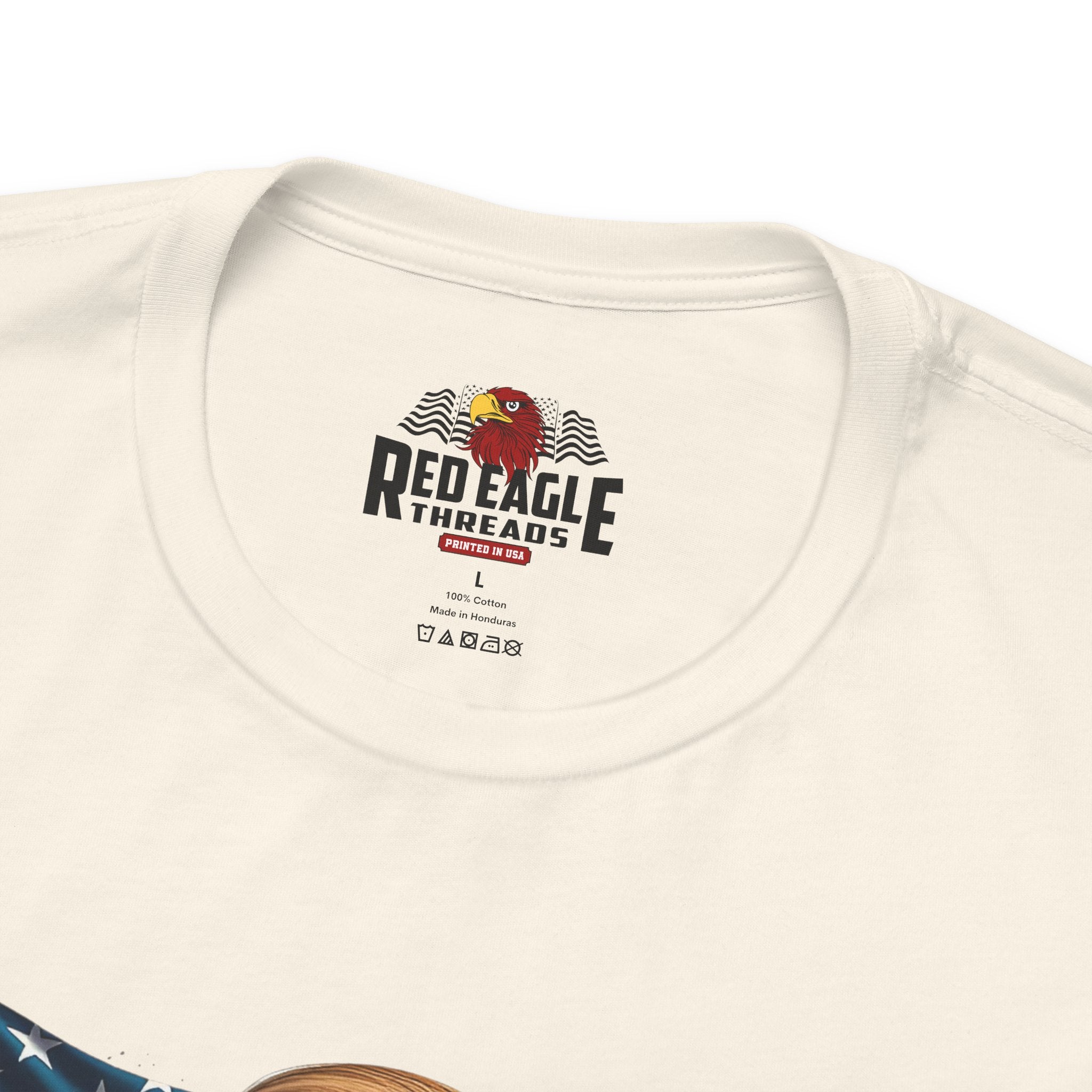 Natural t-shirt with 'Red Eagle Threads' logo on a white background