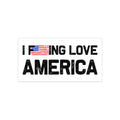 Sticker with 'I [redacted] LOVE AMERICA' text on a white background