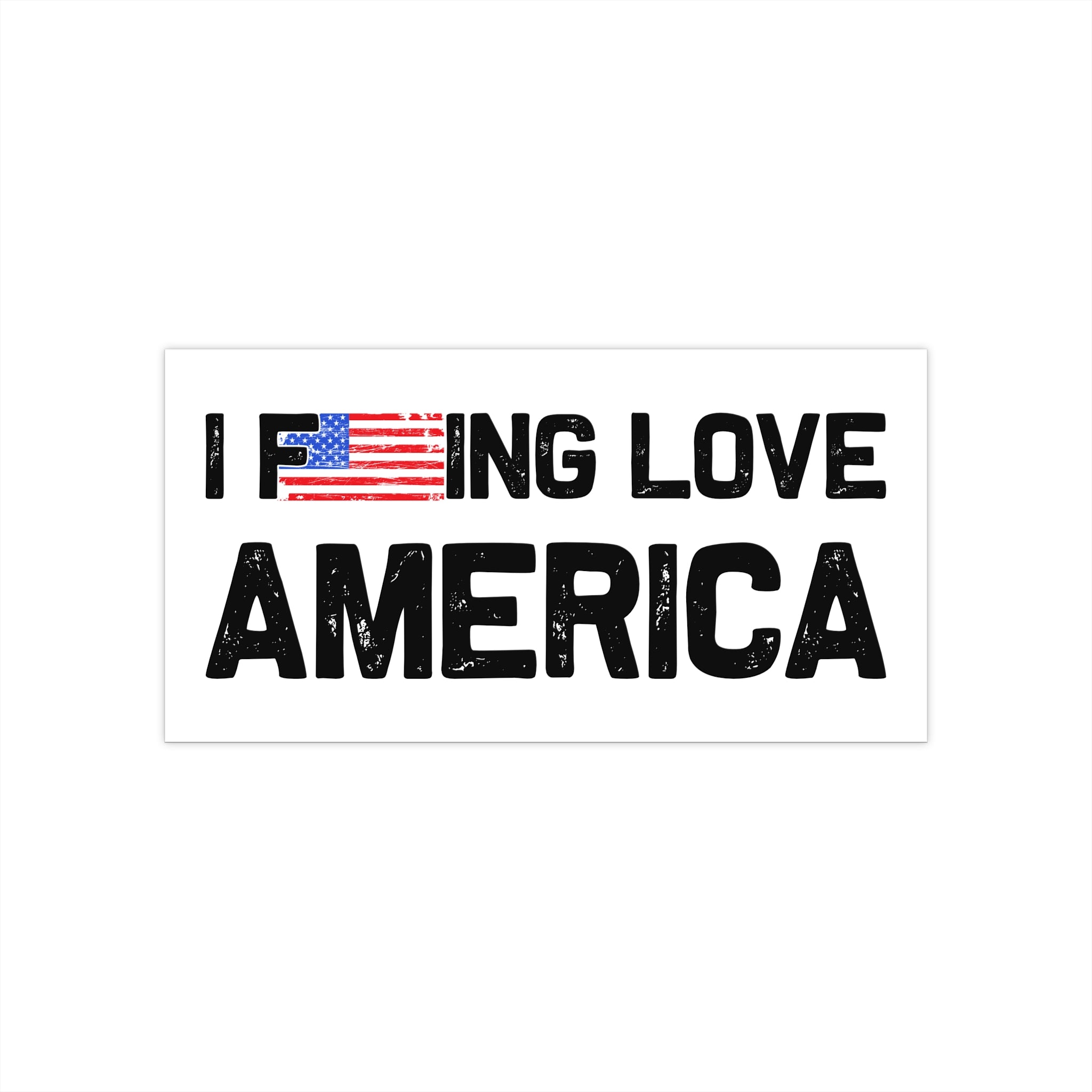 Sticker with 'I [redacted] LOVE AMERICA' text on a white background