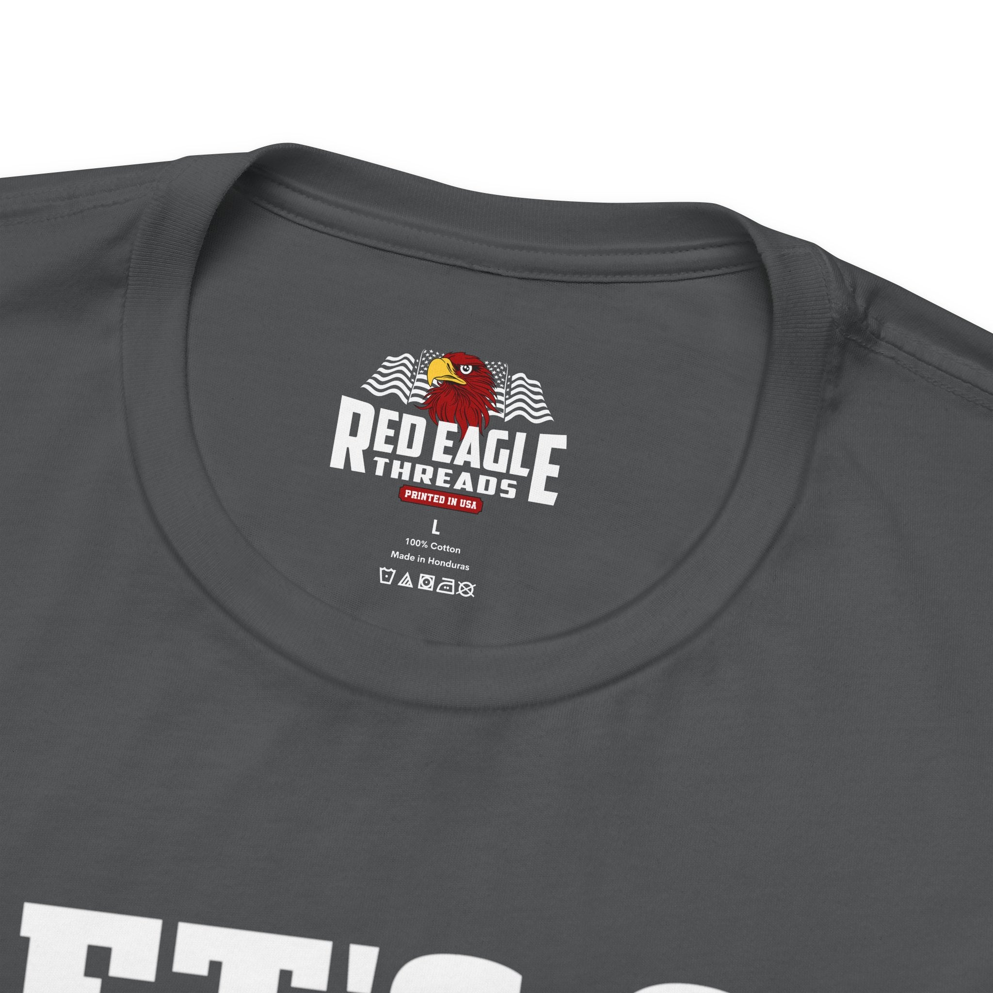 Asphalt t-shirt with Red Eagle Threads logo on a white background