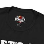 Black t-shirt with 'Red Eagle Threads' logo on a white background