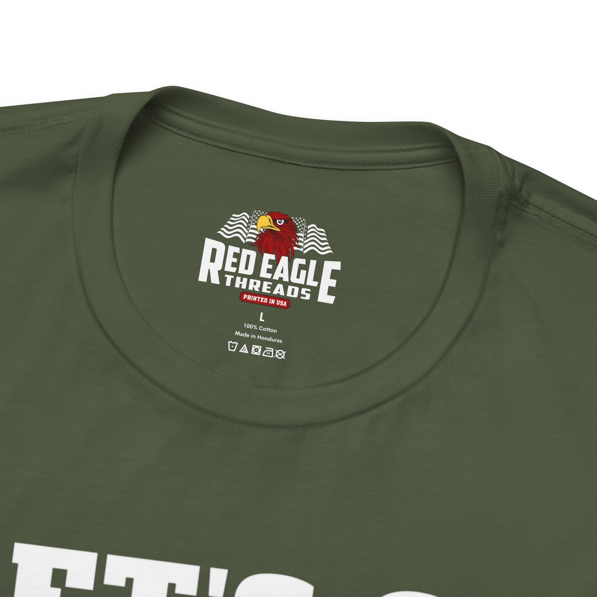 Military Green t-shirt with 'Red Eagle Threads' logo on a white background
