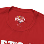 Red t-shirt with 'Red Eagle Treads' logo on a white background