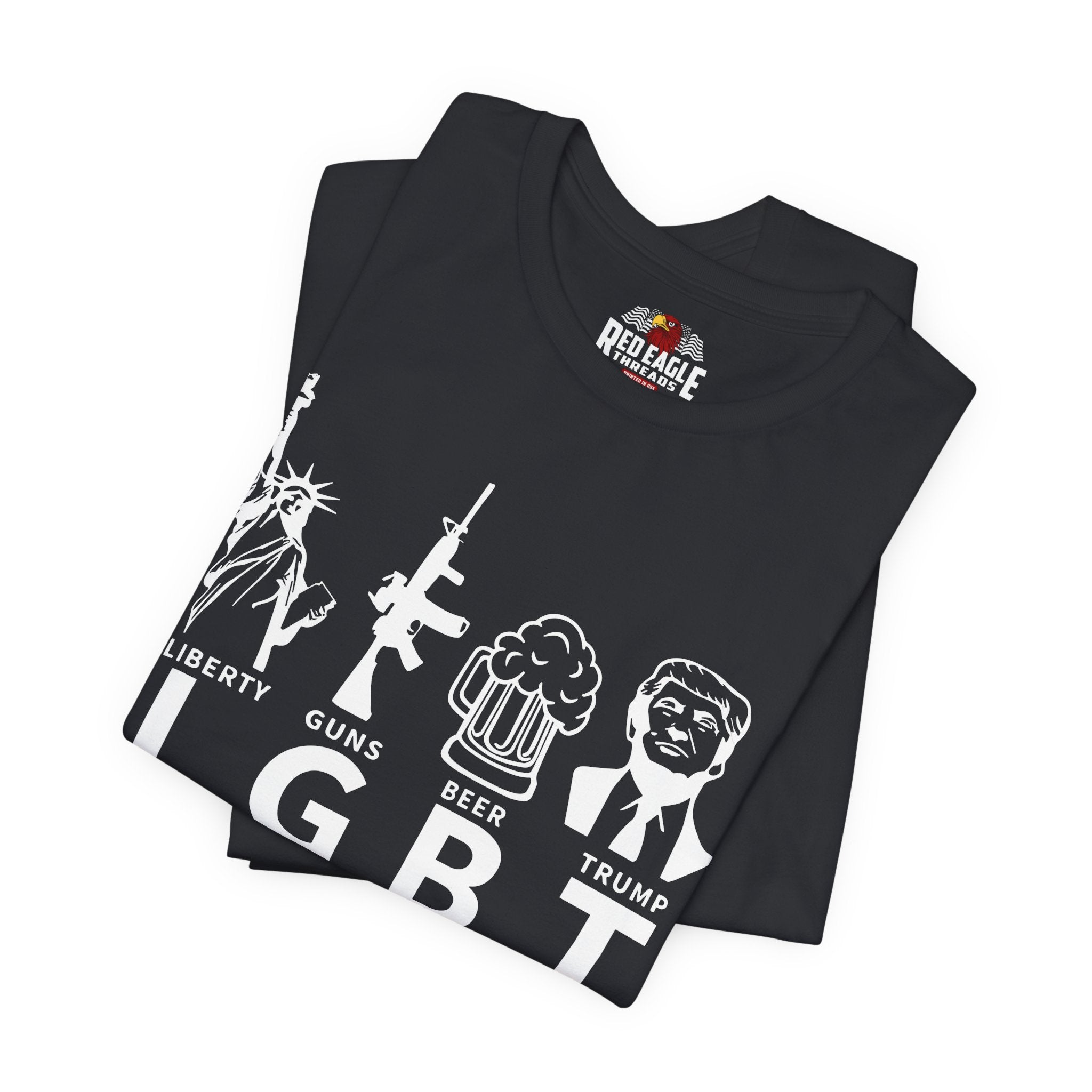 Vintage Black t-shirt with graphic designs and text on a white background