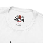 White t-shirt with Red Eagle Threads logo on a white background