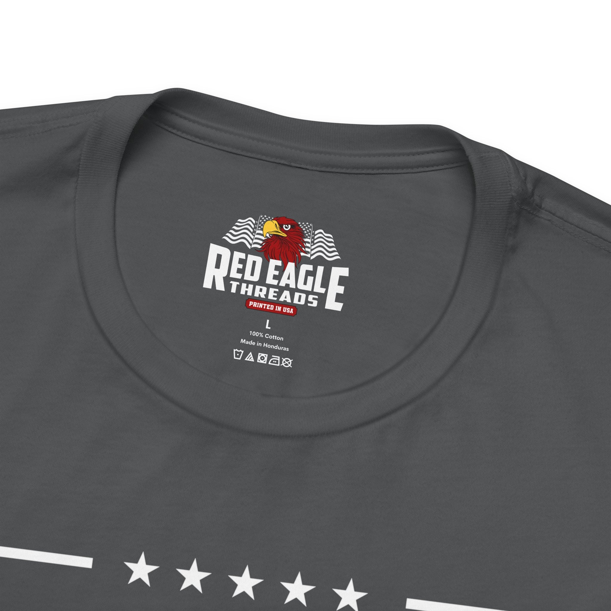 Asphalt t-shirt with Red Eagle Threads logo on a white background