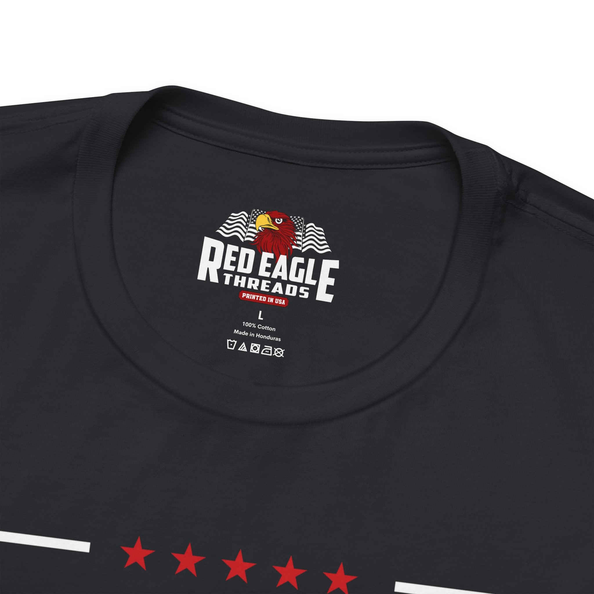 Vintage Black t-shirt with 'Red Eagle Threads' logo on a white background