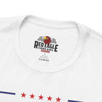 White t-shirt with Red Eagle Threads logo and design on a white background