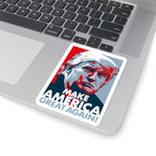 Cutout sticker with a political message on a laptop