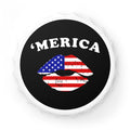 Bottle opener fridge magnet with 'MERICA' text and American flag design on a black background
