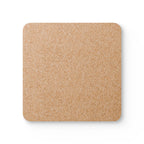 Back of square cork coaster on a white background