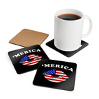 Coasters with 'Merica and American flag design on a white background