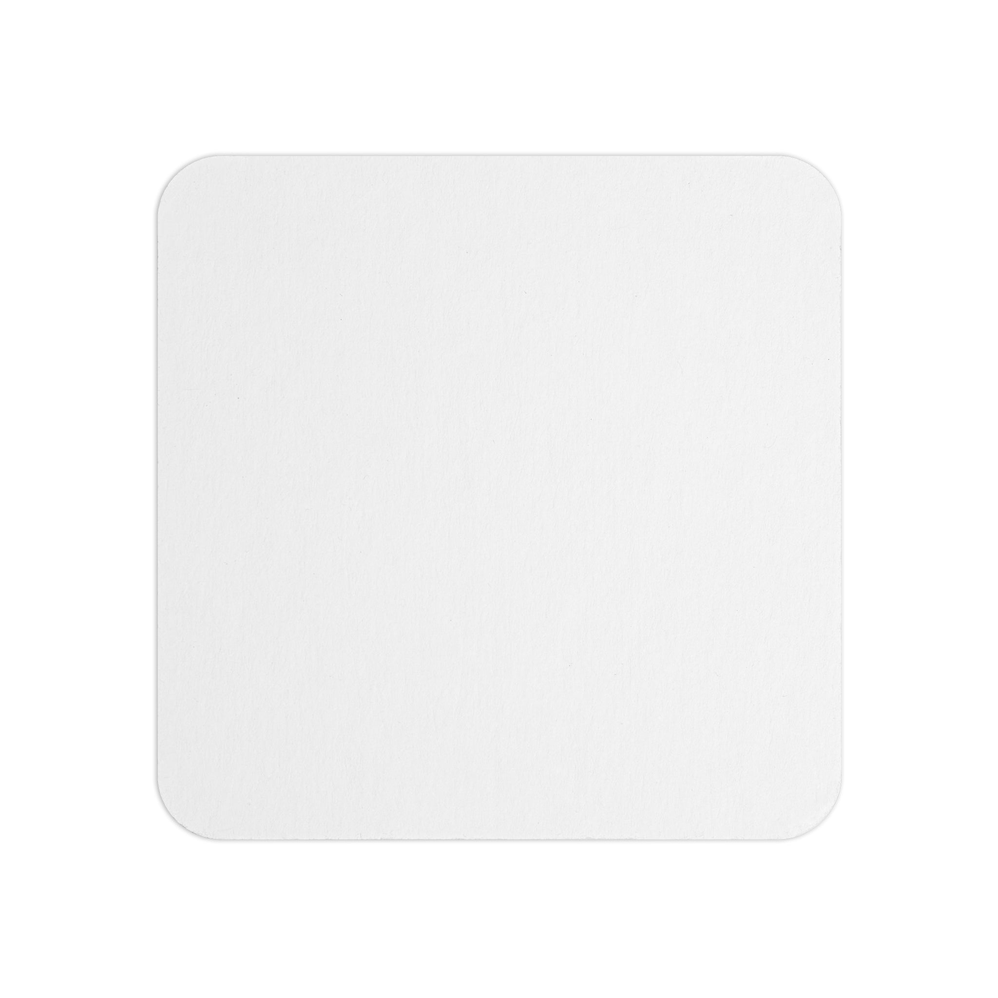 Back of coaster white square object on a white background