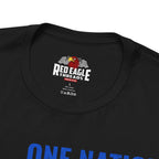 Black t-shirt with Red Eagle Threads logo on a white background