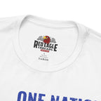 White t-shirt with 'Red Eagle Threads' logo and 'One Nation' text on a white background