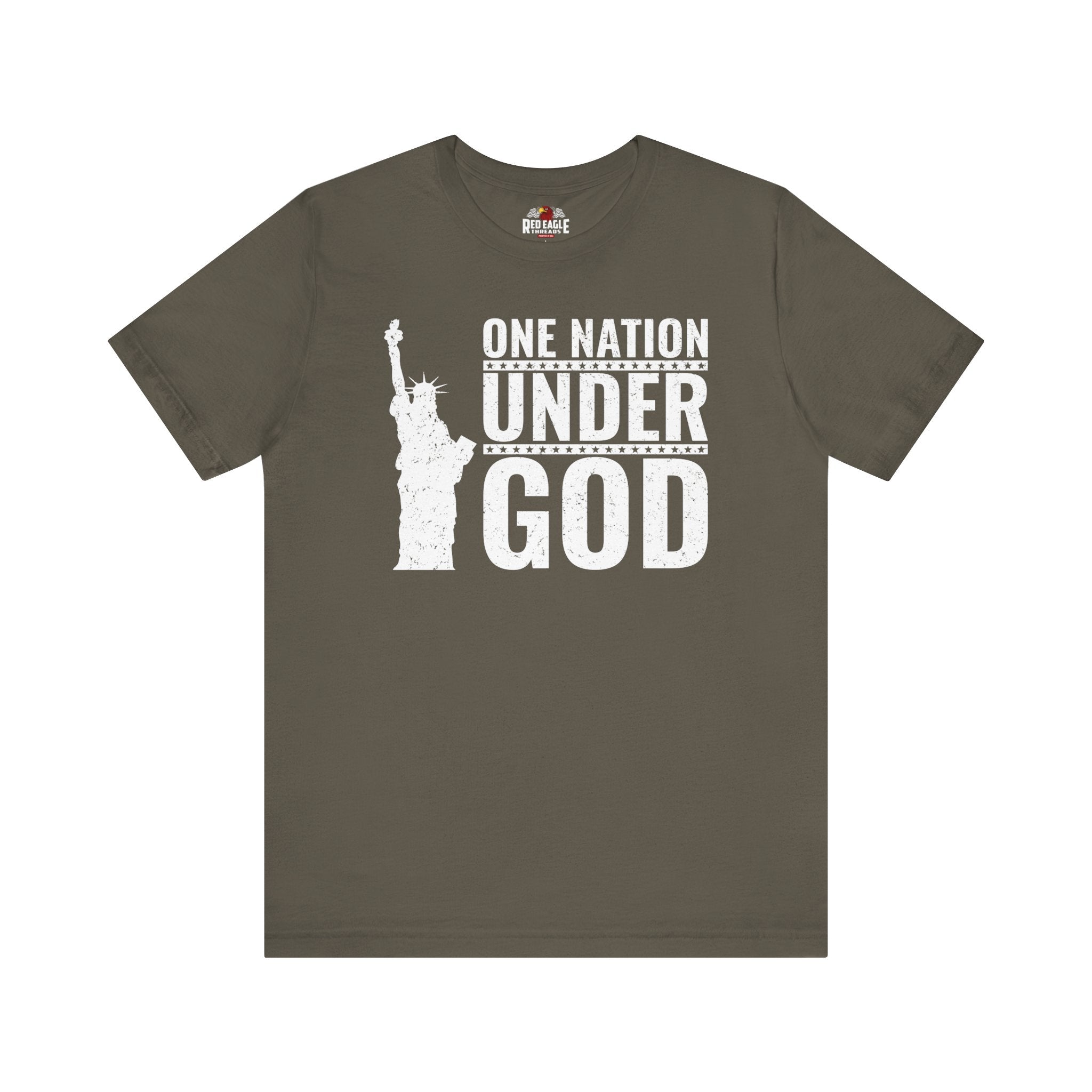 Army t-shirt with 'One Nation Under God' graphic and Statue of Liberty in white Print