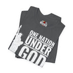 Asphalt t-shirt with 'One Nation Under God' design and Red Eagle Apparel logo.
