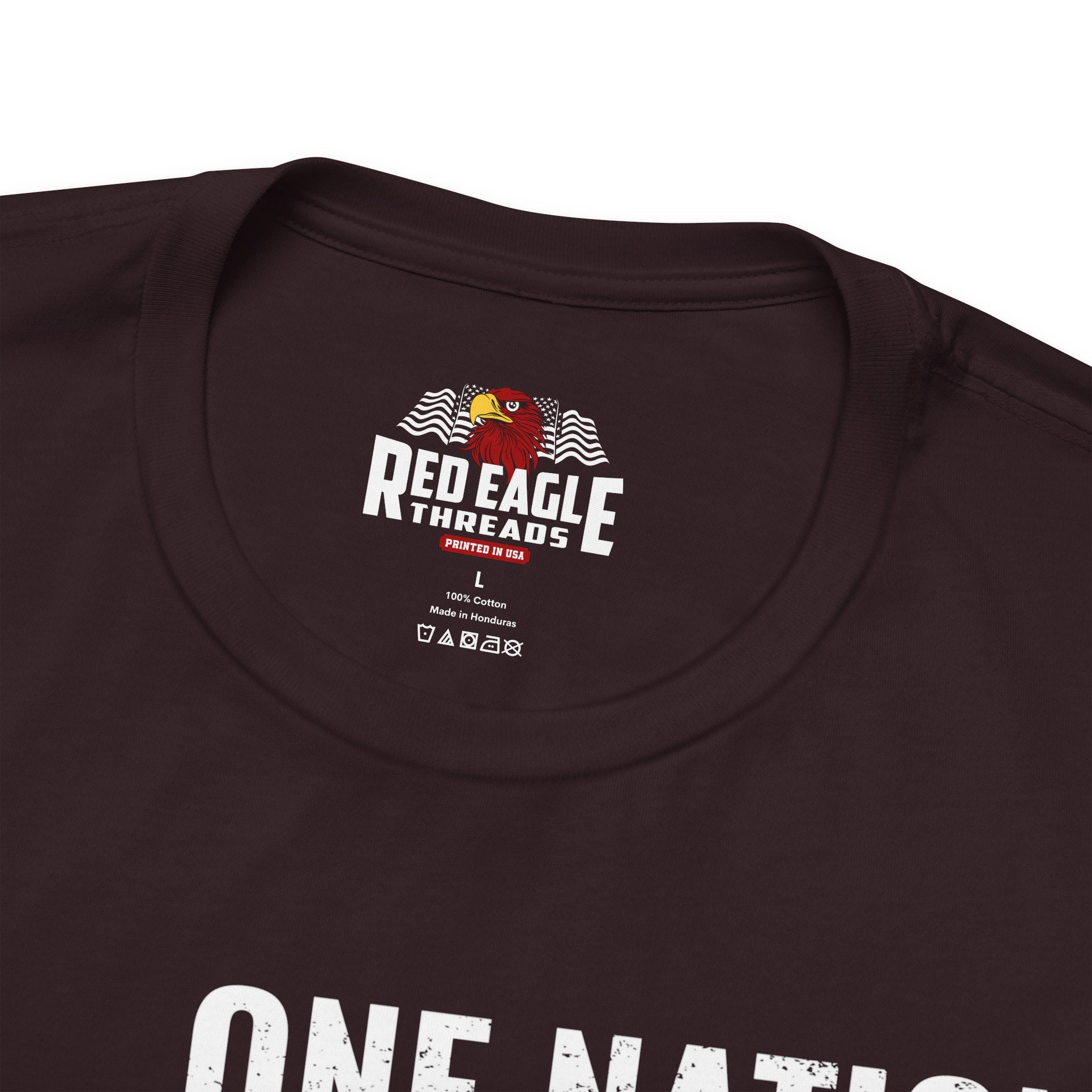 Oxblood black t-shirt with 'Red Eagle Threads' logo on a white background