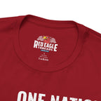 Red t-shirt with 'Red Eagle Treads' logo and text on a white background