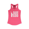 Pink tank top with 'One Nation Under God' text and Statue of Liberty graphic on a white background