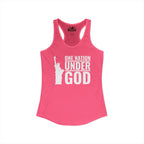 Pink tank top with 'One Nation Under God' text and Statue of Liberty graphic on a white background
