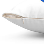 Close-up of a white pillow with a zipper on a white background