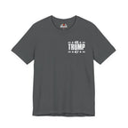 Gray t-shirt with '45 Trump 47' text on a white background