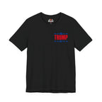 Black t-shirt with '45 TRUMP 47' text on a white background