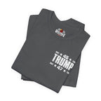Stack of gray t-shirts with '45TRUMP 47' printed on them, featuring Red Eagle Apparel logo.