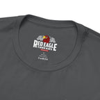 Gray t-shirt with Red Eagle Threads logo on a white background