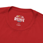 Red t-shirt with 'Red Eagle Treads' logo on a white background