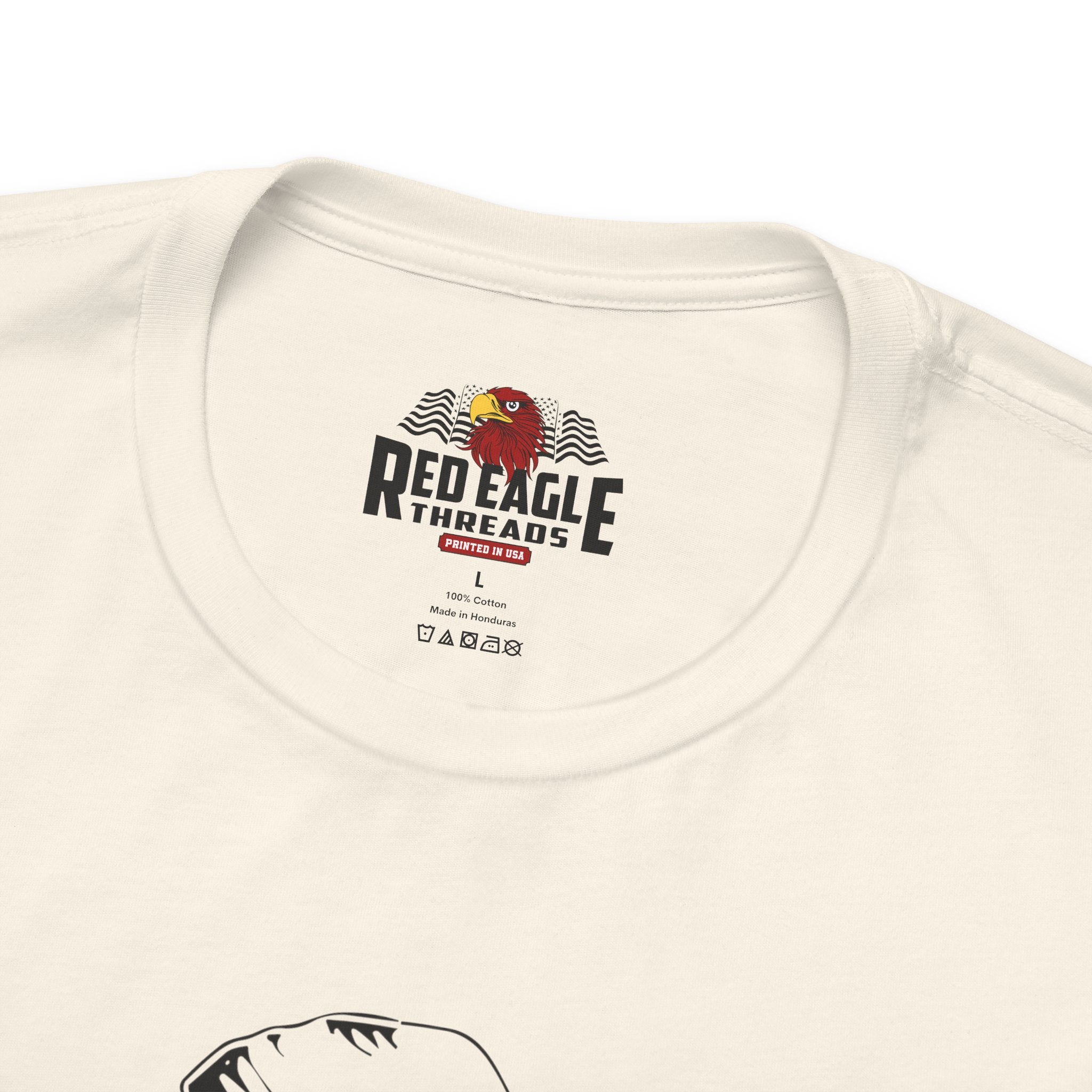 White t-shirt with 'Red Eagle Threads' logo on a white background