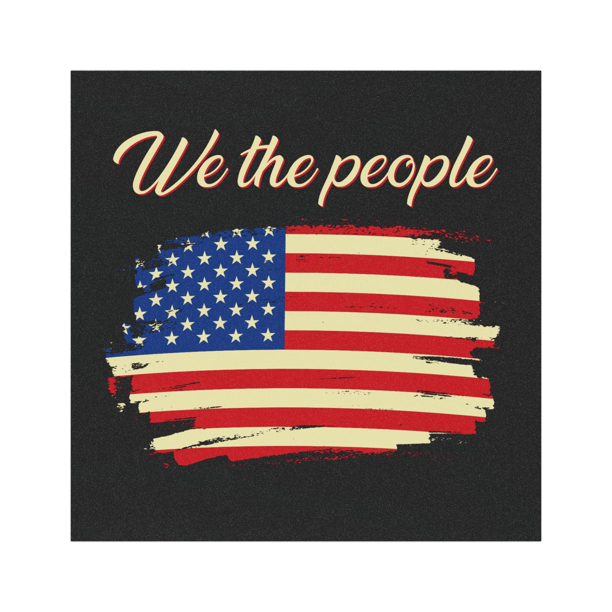 American flag with 'We the people' text on a black background