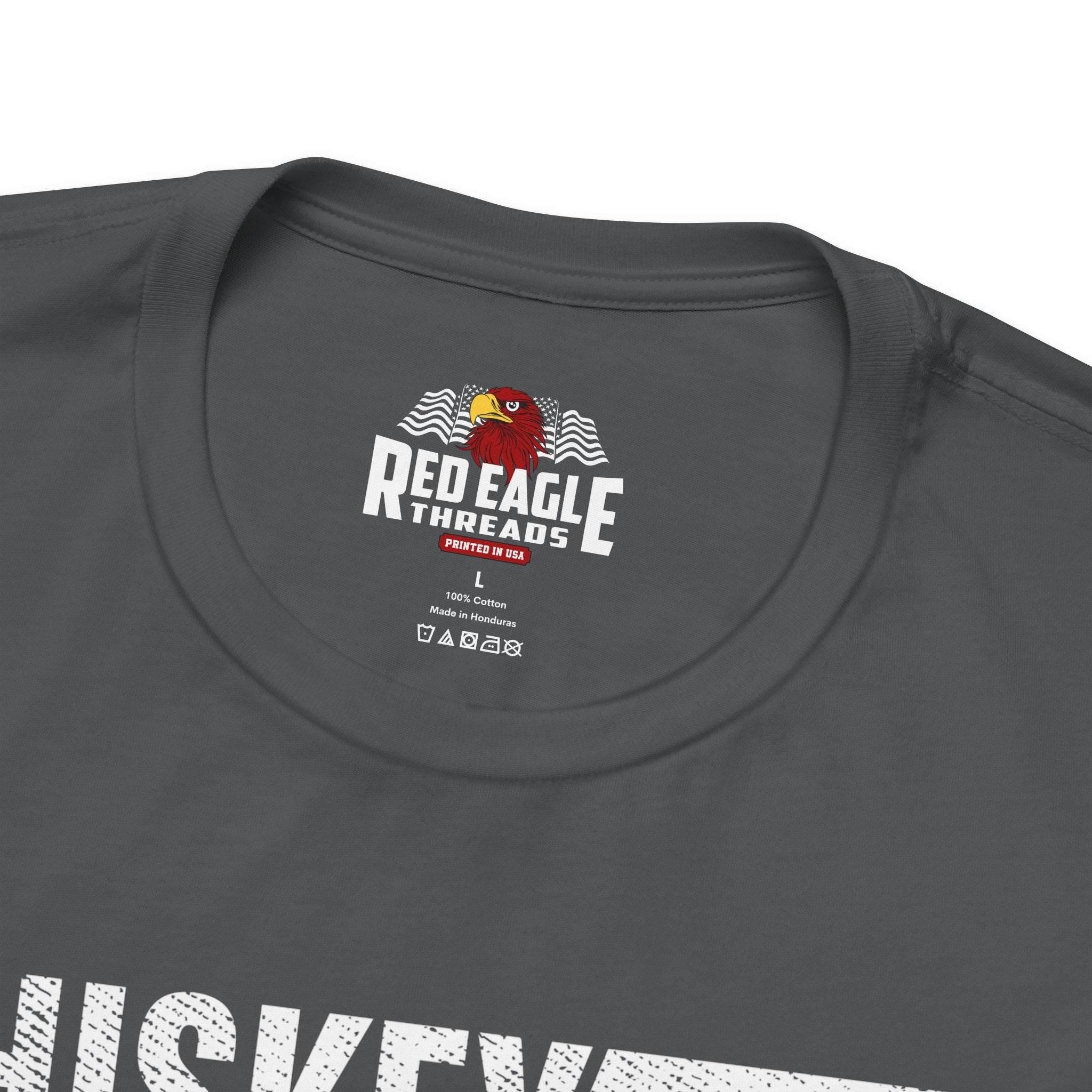 Asphalt t-shirt with Red Eagle Threads logo on a white background