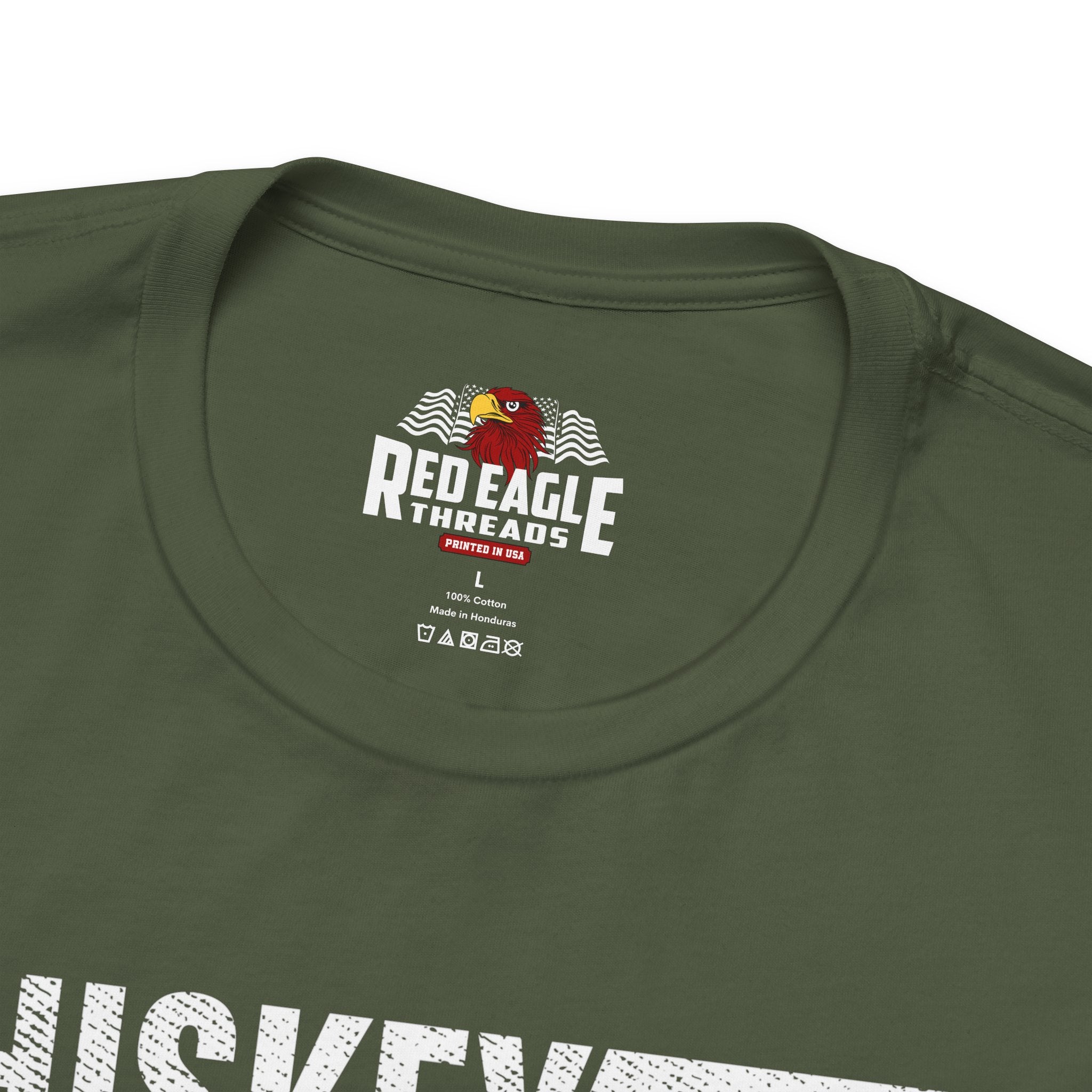 Military Green t-shirt with 'Red Eagle Threads' logo on a white background