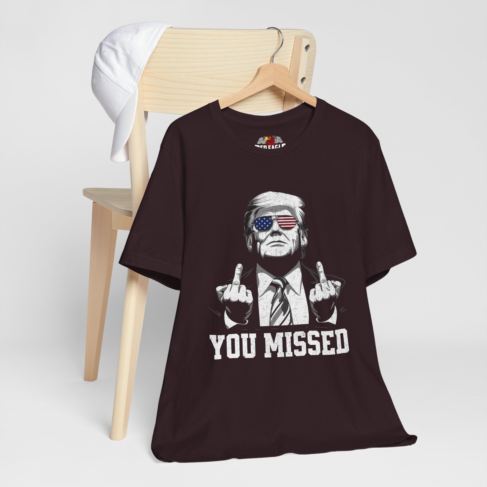 Oxblood Black t-shirt with graphic design and text on a white background