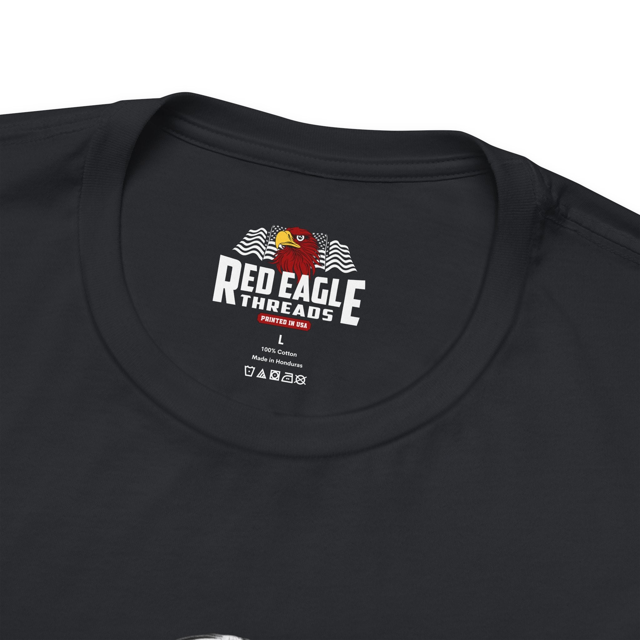Vintage Black t-shirt with 'Red Eagle Threads' logo on a white background